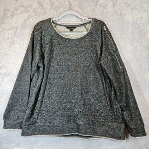 Rock & Republic Gray Sweatshirt With Zipper Sleeve Detail Womens XL Cotton Blend